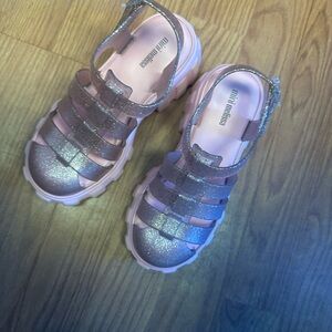 Mini Melissa Glittery Pink Kids Sandals